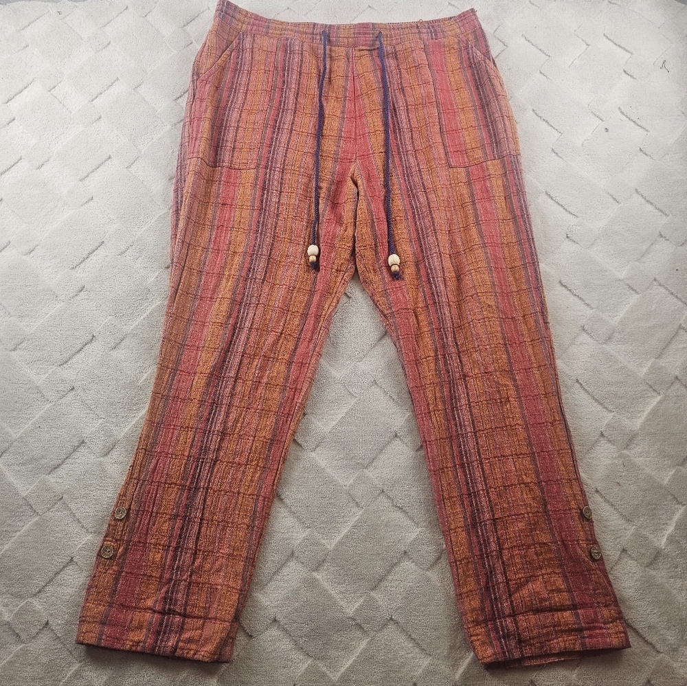 Sundance Gauze Boho Pants Womens Extra Large Striped Drawstring Hippie Y2K